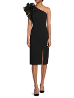 Asymmetric Crepe Cocktail Dress