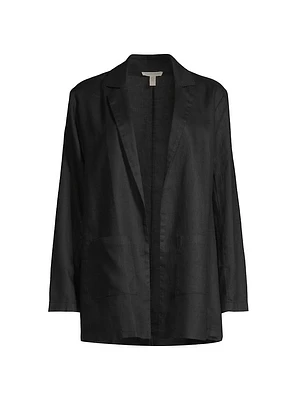 Open-Front Linen Blazer