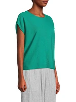 Boxy Linen-Blend Pullover Top