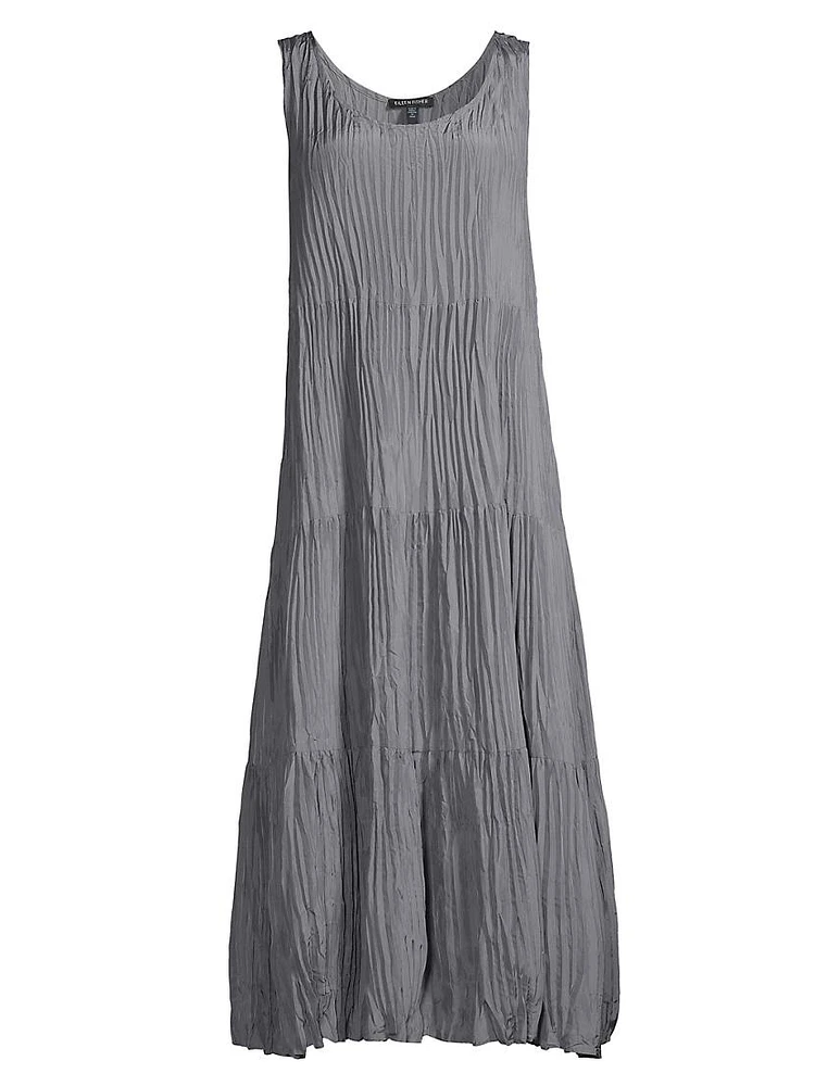 Tiered Silk Midi-Dress