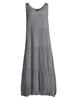 Tiered Silk Midi-Dress