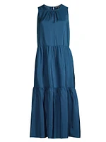 Tiered Silk Midi-Dress