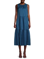 Tiered Silk Midi-Dress