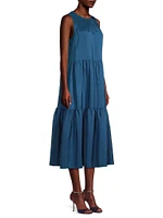 Tiered Silk Midi-Dress