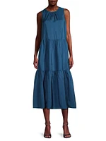 Tiered Silk Midi-Dress