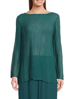 Boatneck Pleated Silk Tunic