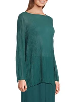 Boatneck Pleated Silk Tunic