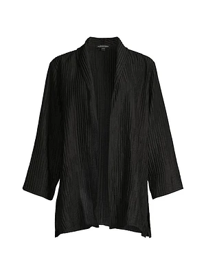 High Collar Long Open-Front Jacket