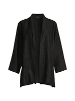 High Collar Long Open-Front Jacket