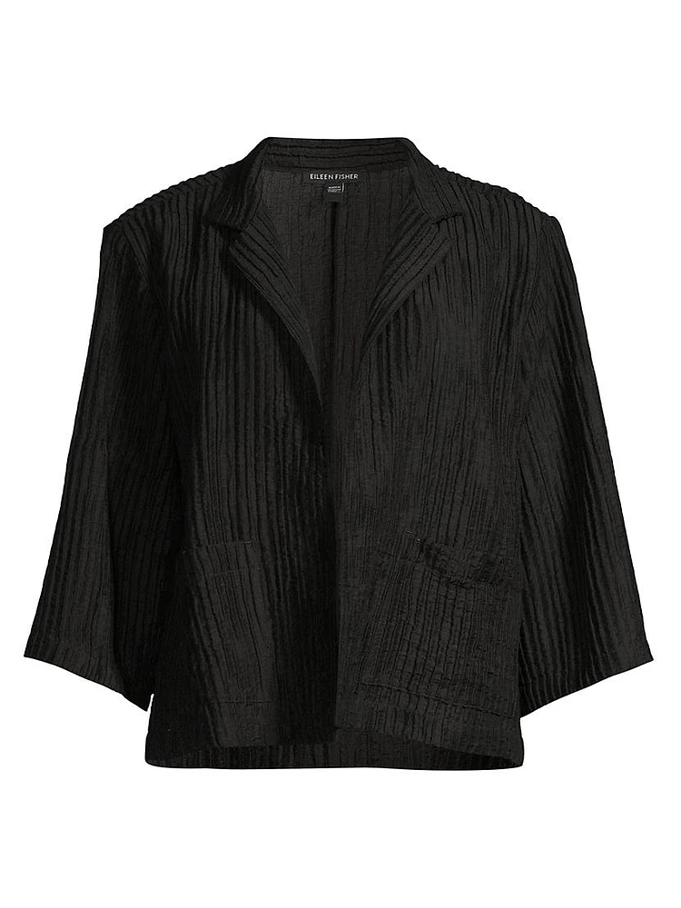 Crinkled Open-Front Jacket