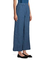 Linen Wide-Leg Ankle Pants