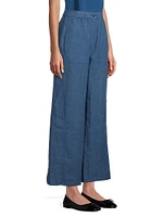 Linen Wide-Leg Ankle Pants