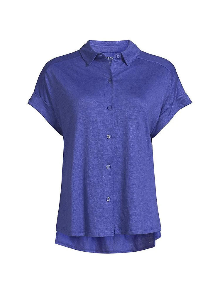 Short-Sleeve Linen-Blend Shirt