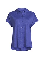 Short-Sleeve Linen-Blend Shirt