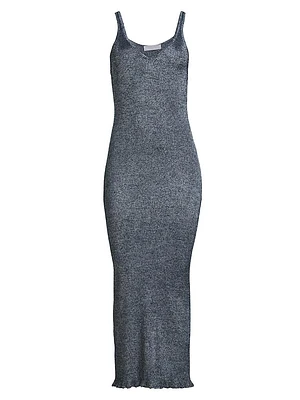 Metallic Rib-Knit V-Neck Maxi Dress