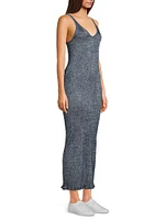 Metallic Rib-Knit V-Neck Maxi Dress