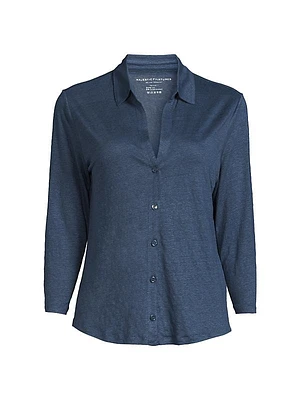 Stretch Linen Three-Quarter Sleeve Shirt
