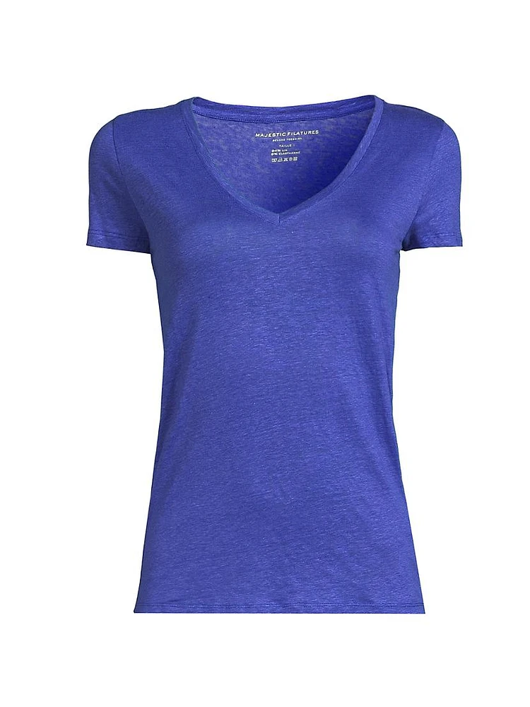 Stretch Linen V-Neck T-Shirt