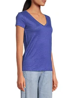 Stretch Linen V-Neck T-Shirt