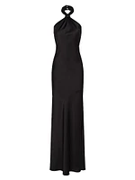 Emie Satin Halterneck Gown