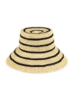 Striped Straw Bucket Hat