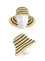 Striped Straw Bucket Hat