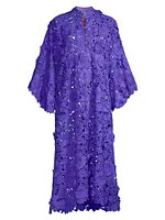 '70s Floral Lace Maxi Caftan Dress