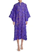 '70s Floral Lace Maxi Caftan Dress