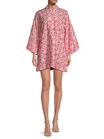 Geo-Floral Eyelet Caftan Minidress