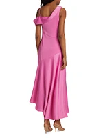 Marin Satin Asymmetric Midi-Dress