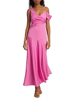 Marin Satin Asymmetric Midi-Dress