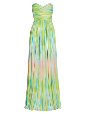 Mila Chiffon Print Strapless Maxi Dress