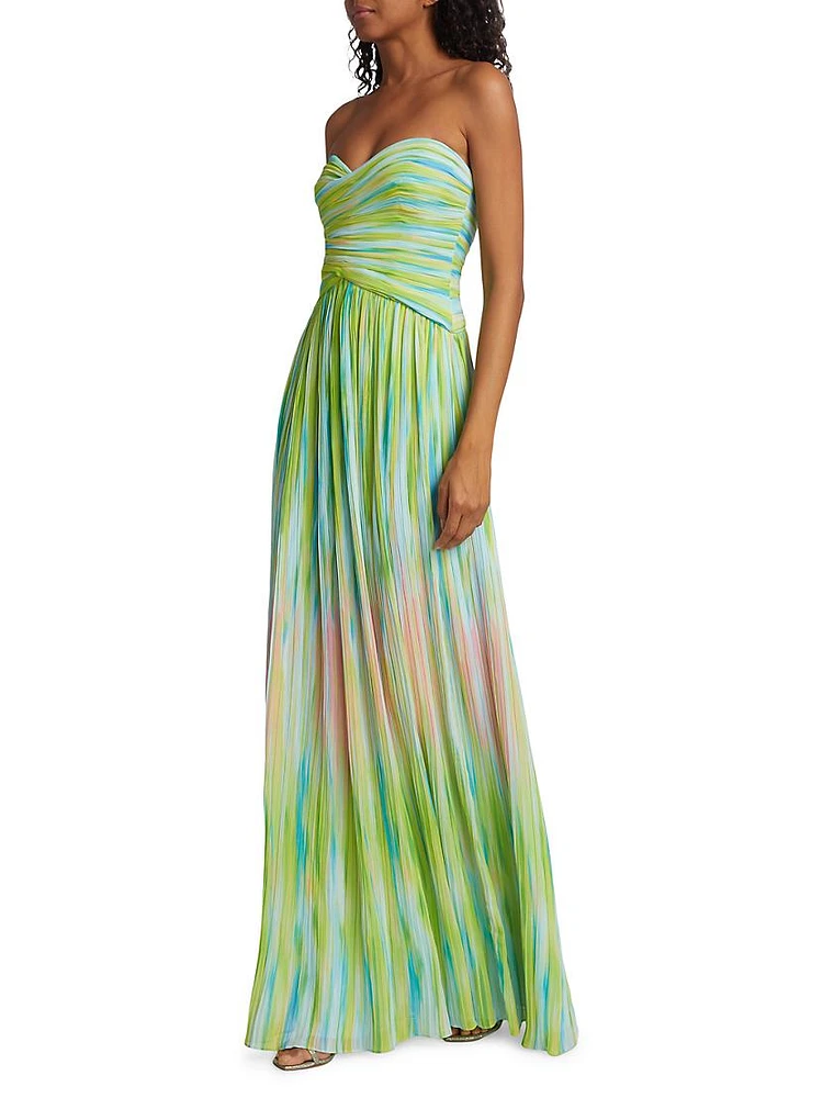 Mila Chiffon Print Strapless Maxi Dress