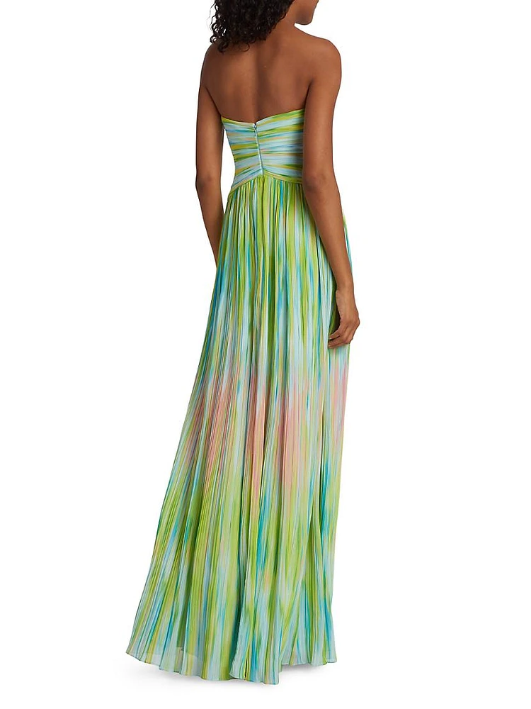 Mila Chiffon Print Strapless Maxi Dress