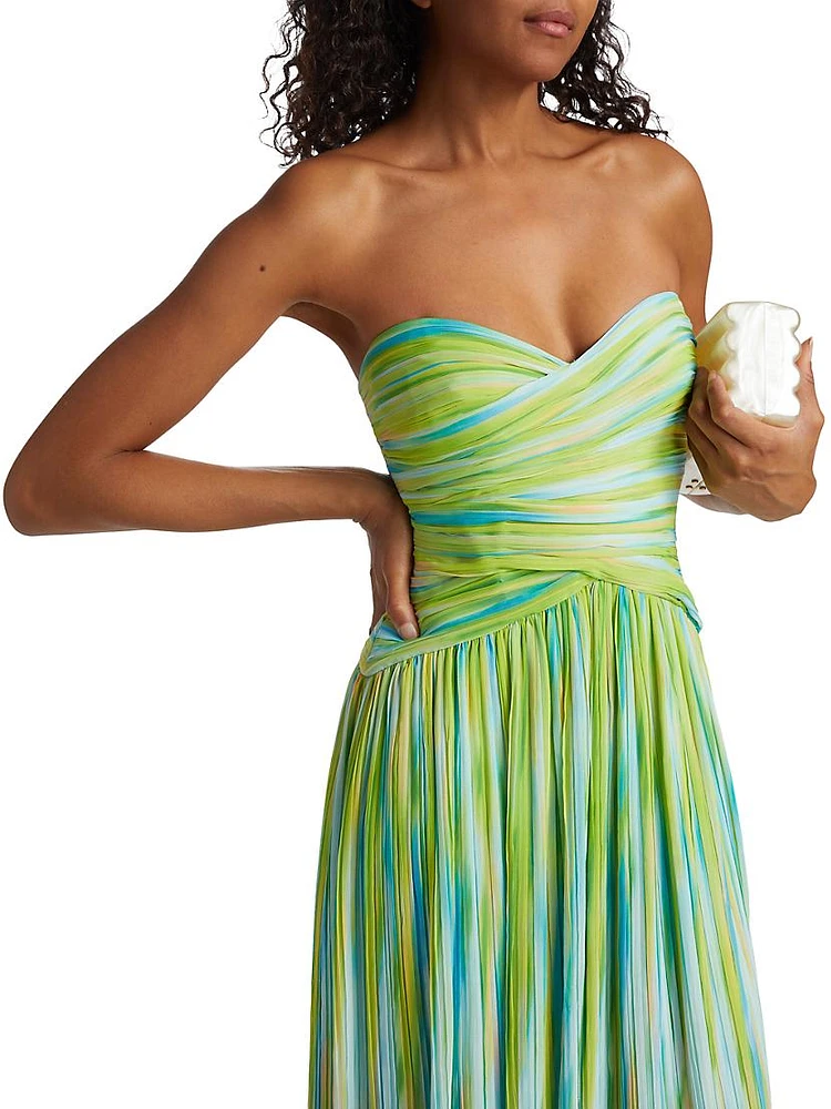 Mila Chiffon Print Strapless Maxi Dress