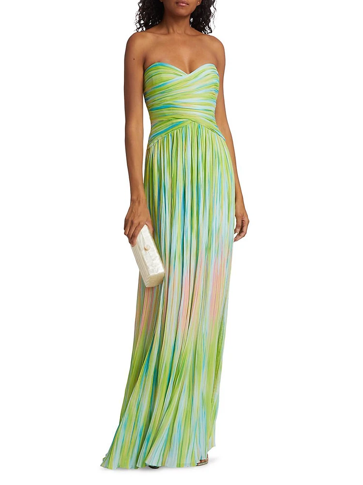 Mila Chiffon Print Strapless Maxi Dress