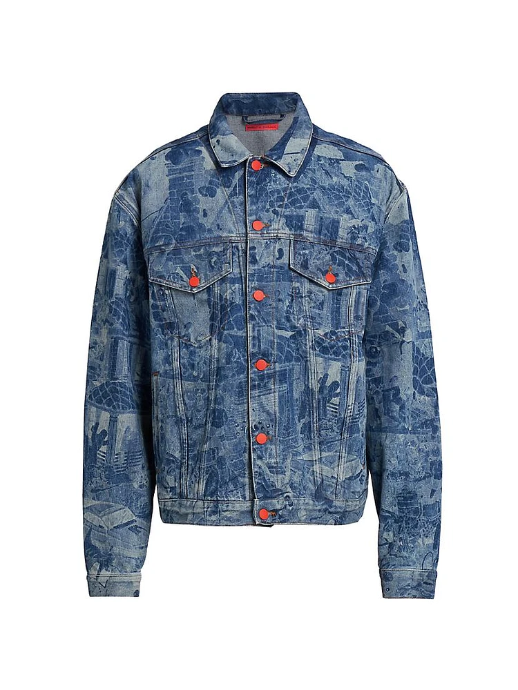 Oversized Printed Denim Jacket