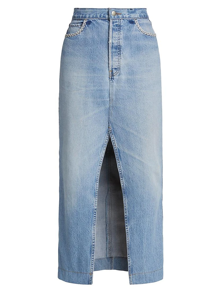 Marion Mended Maxi Denim Skirt