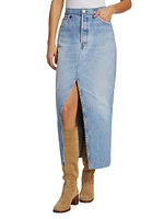 Marion Mended Maxi Denim Skirt