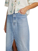 Marion Mended Maxi Denim Skirt