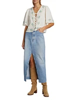 Marion Mended Maxi Denim Skirt