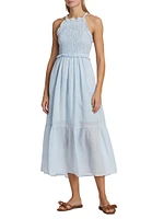 Cole Smocked Ramie Midi-Dress