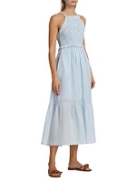 Cole Smocked Ramie Midi-Dress