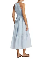 Cole Smocked Ramie Midi-Dress