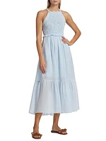 Cole Smocked Ramie Midi-Dress