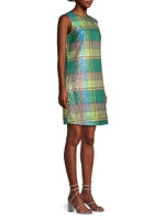 Plaid Sequined Shift Dress