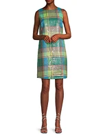 Plaid Sequined Shift Dress