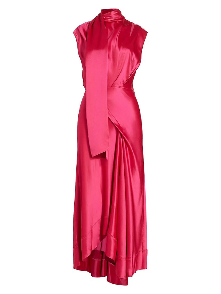 Giles Asymmetric Satin Gown