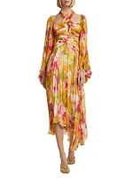 Abbeywood Pleated Balloon-Sleeve Maxi Dress