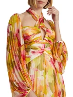 Abbeywood Pleated Balloon-Sleeve Maxi Dress